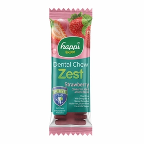 10 FOR $12: Happi Skippi (Doggy) Zest Strawberry 4 Inch Dental Dog Chew 25g dog dental snacks,dental bones for dogs,dog oral sticks