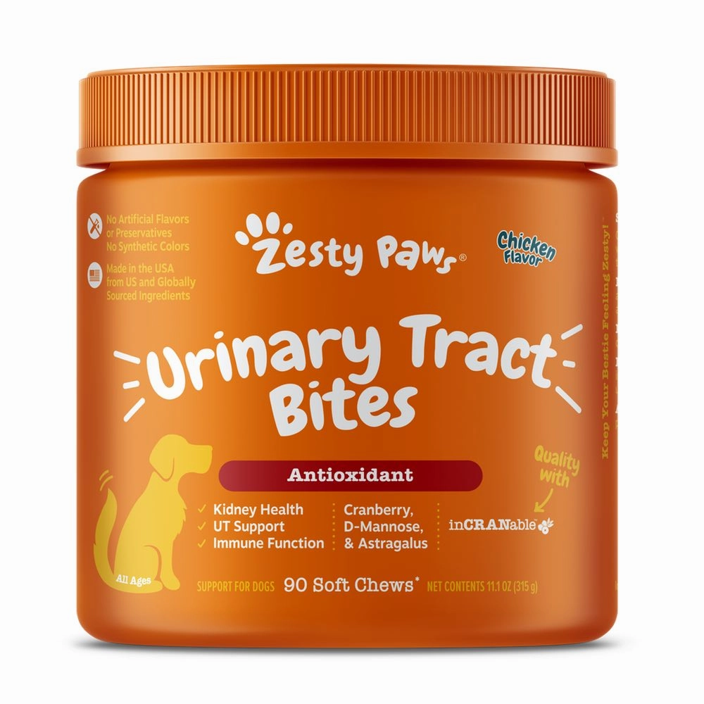 10% OFF (Exp Jun 2025): Zesty Paws Urinary Tract Bites Chicken Flavor Dog Supplement Chews 90ct digestive care dog food,urinary care cat food,sensitive stomach pet food
