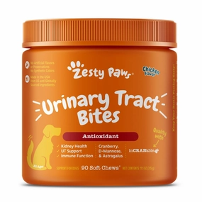 10% OFF (Exp Jun 2025): Zesty Paws Urinary Tract Bites Chicken Flavor Dog Supplement Chews 90ct digestive care dog food,urinary care cat food,sensitive stomach pet food