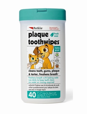 10% OFF: Petkin Tooth Wipes For Cats & Dogs 40pcs dog dental kit,pet toothbrush,dog oral care