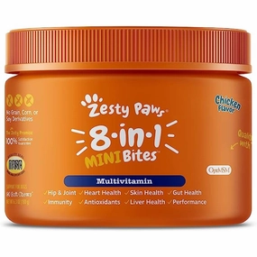 10% OFF: Zesty Paws 8-in-1 Mini Bites Chicken Flavor Dog Supplement Chews 90ct digestive care dog food,urinary care cat food,sensitive stomach pet food