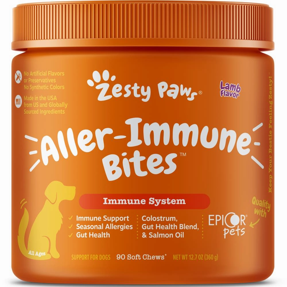 10% OFF: Zesty Paws Aller-Immune Bites Lamb Flavor Dog Supplement Chews 90ct digestive care dog food,urinary care cat food,sensitive stomach pet food