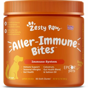 10% OFF: Zesty Paws Aller-Immune Bites Lamb Flavor Dog Supplement Chews 90ct digestive care dog food,urinary care cat food,sensitive stomach pet food