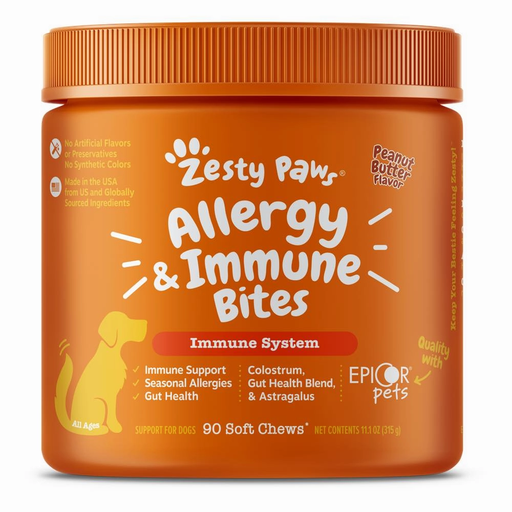 10% OFF: Zesty Paws Aller-Immune Bites Peanut Butter Flavor Dog Supplement Chews 90ct digestive care dog food,urinary care cat food,sensitive stomach pet food