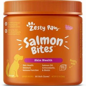 10% OFF: Zesty Paws Salmon Bites Salmon Flavor Dog Supplement Chews 90ct small pet habitat,pet cage accessories,small animal home