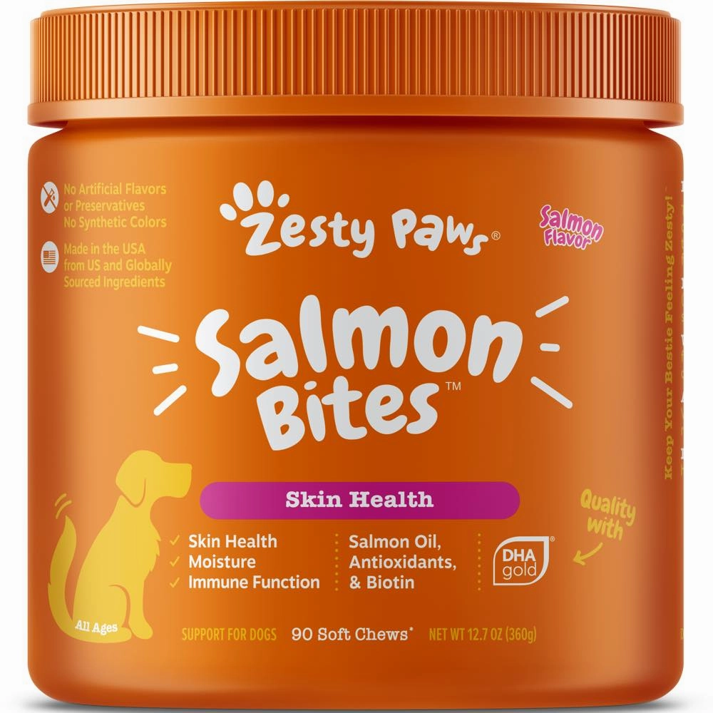 10% OFF: Zesty Paws Salmon Bites Salmon Flavor Dog Supplement Chews 90ct small pet habitat,pet cage accessories,small animal home