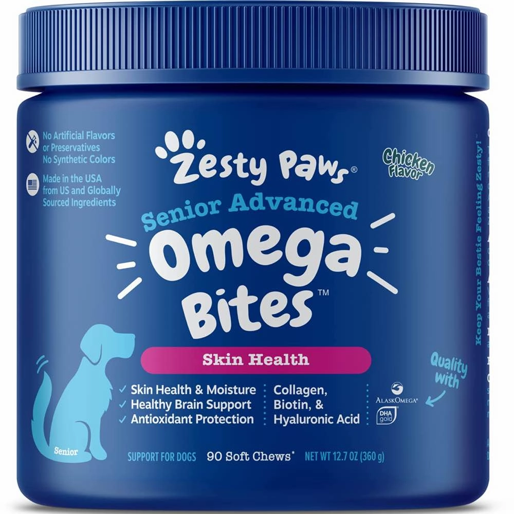10% OFF: Zesty Paws Senior Advanced Omega Bites Chicken Flavor Dog Supplement Chews 90ct small pet habitat,pet cage accessories,small animal home