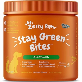 10% OFF: Zesty Paws Stay Green Bites Chicken Flavor Dog Supplement Chews 90ct digestive care dog food,urinary care cat food,sensitive stomach pet food