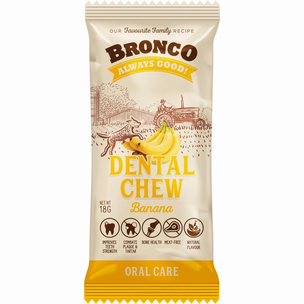 12 FOR $10: Bronco Dental Chew Banana Dog Treat 18g dog dental snacks,dental bones for dogs,dog oral sticks