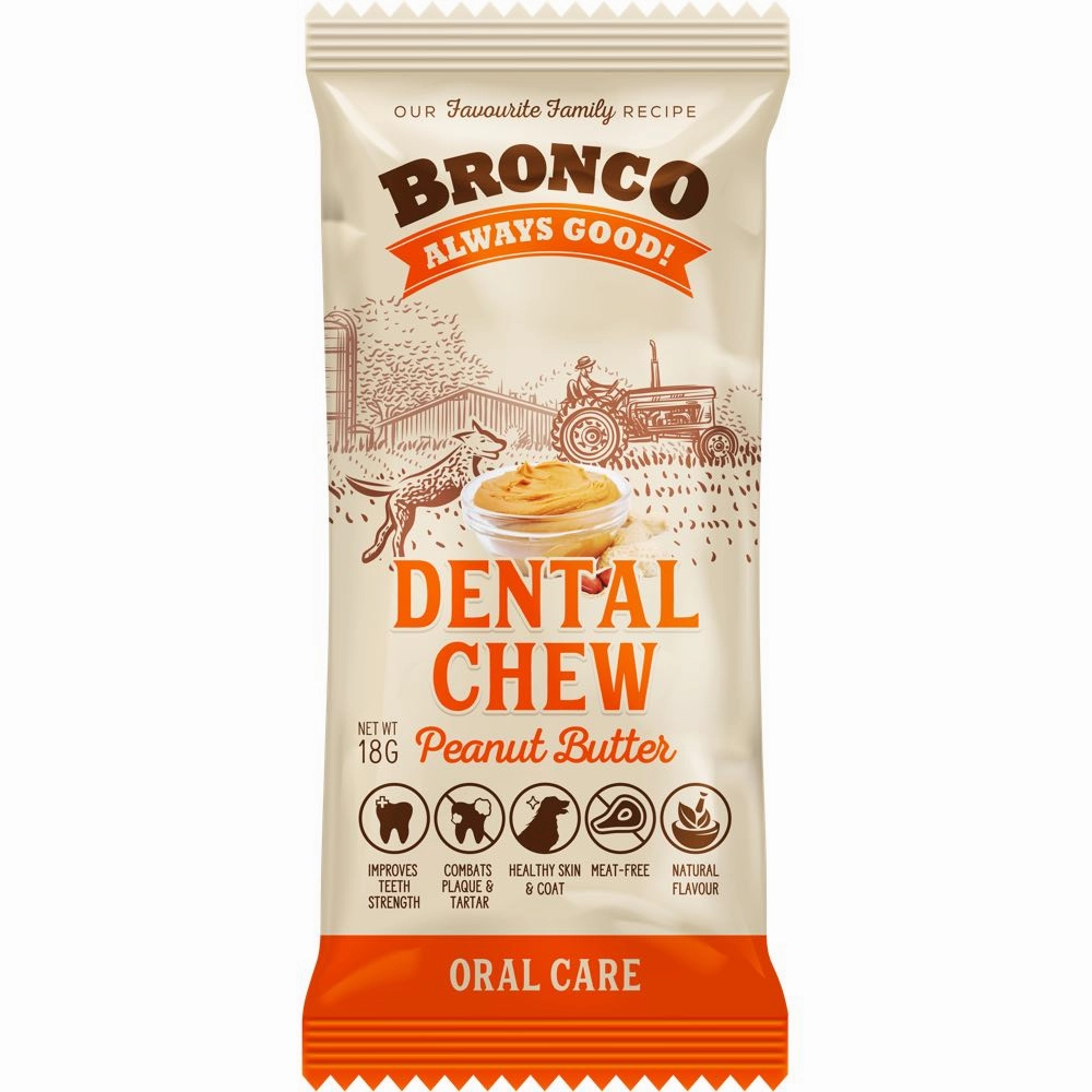 12 FOR $10: Bronco Dental Chew Peanut Butter Dog Treat 18g dog dental snacks,dental bones for dogs,dog oral sticks