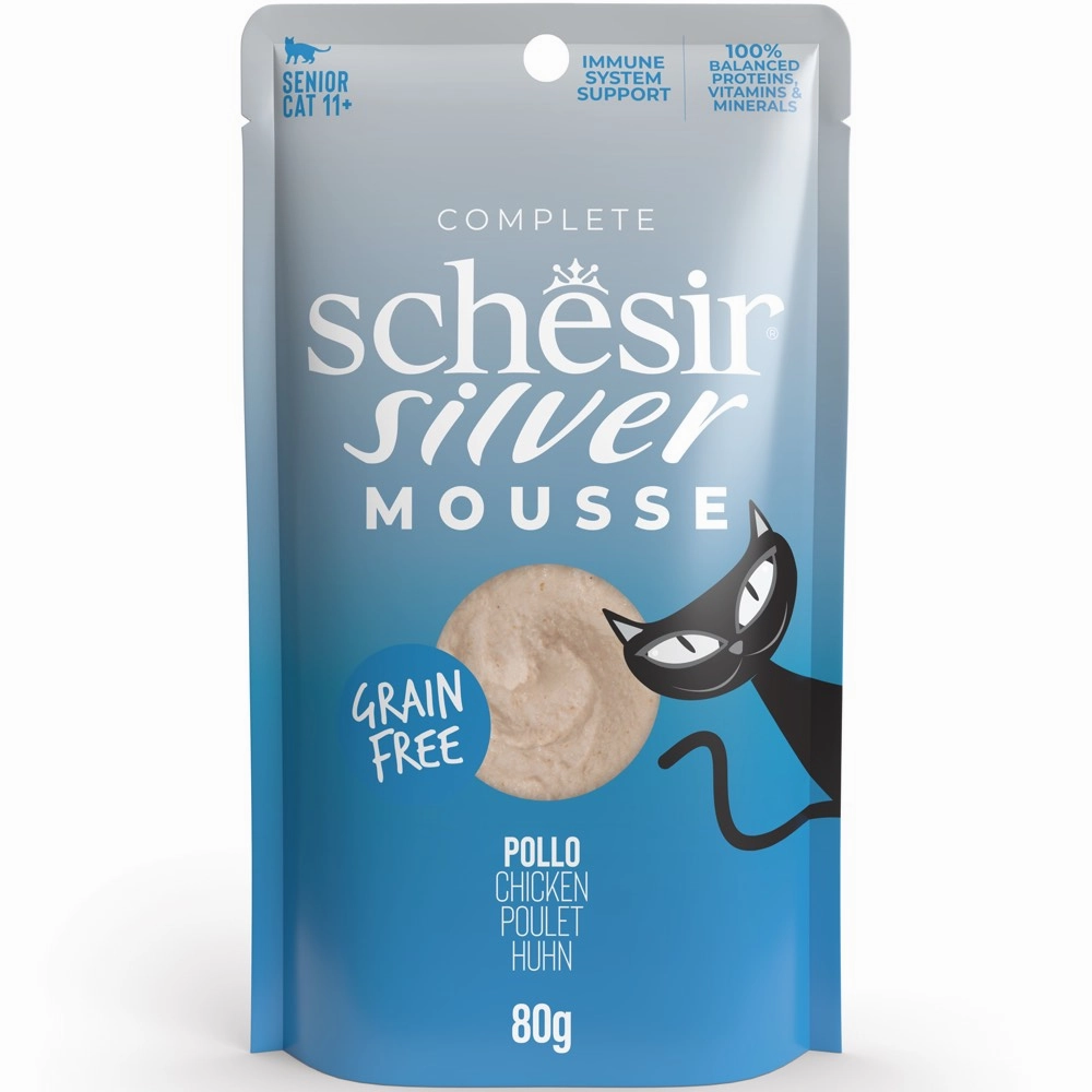 15% OFF (Exp 21Oct25): Schesir Silver Mousse Chicken Grain-Free Senior Pouch Cat Food 80g cat general supplies cat toys cat grooming cat food cat litter