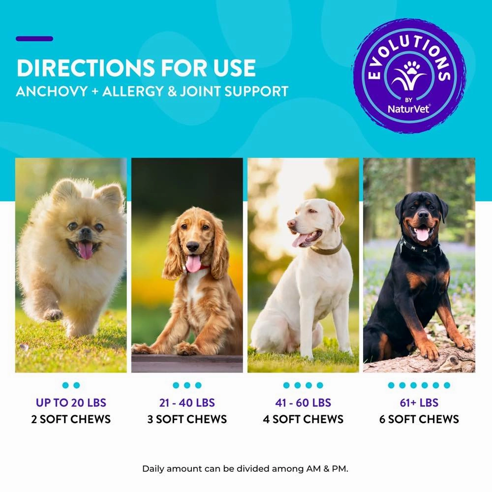 15% OFF (Exp May 25): NaturVet Evolutions Anchovy   Allergy & Joint Support Supplement Chews For Dogs 90ct