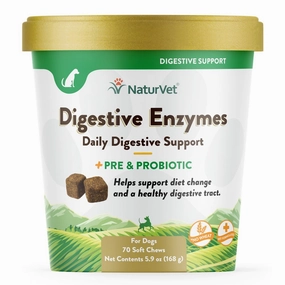 15% OFF: NaturVet Digestive Enzymes Plus Pre & Probiotics Soft Chew Supplement For Dogs 70 count digestive care dog food,urinary care cat food,sensitive stomach pet food