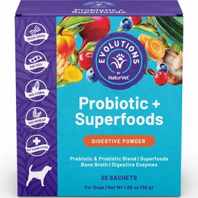 15% OFF: NaturVet Evolutions Probiotic   Superfoods Supplement Powder For Dogs 30pc digestive care dog food,urinary care cat food,sensitive stomach pet food