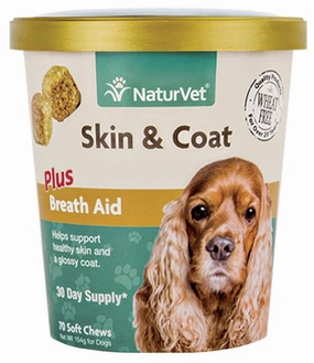 15% OFF: NaturVet Skin & Coat Plus Breath Aid Soft Chew Supplement For Dogs 70 count small pet habitat,pet cage accessories,small animal home
