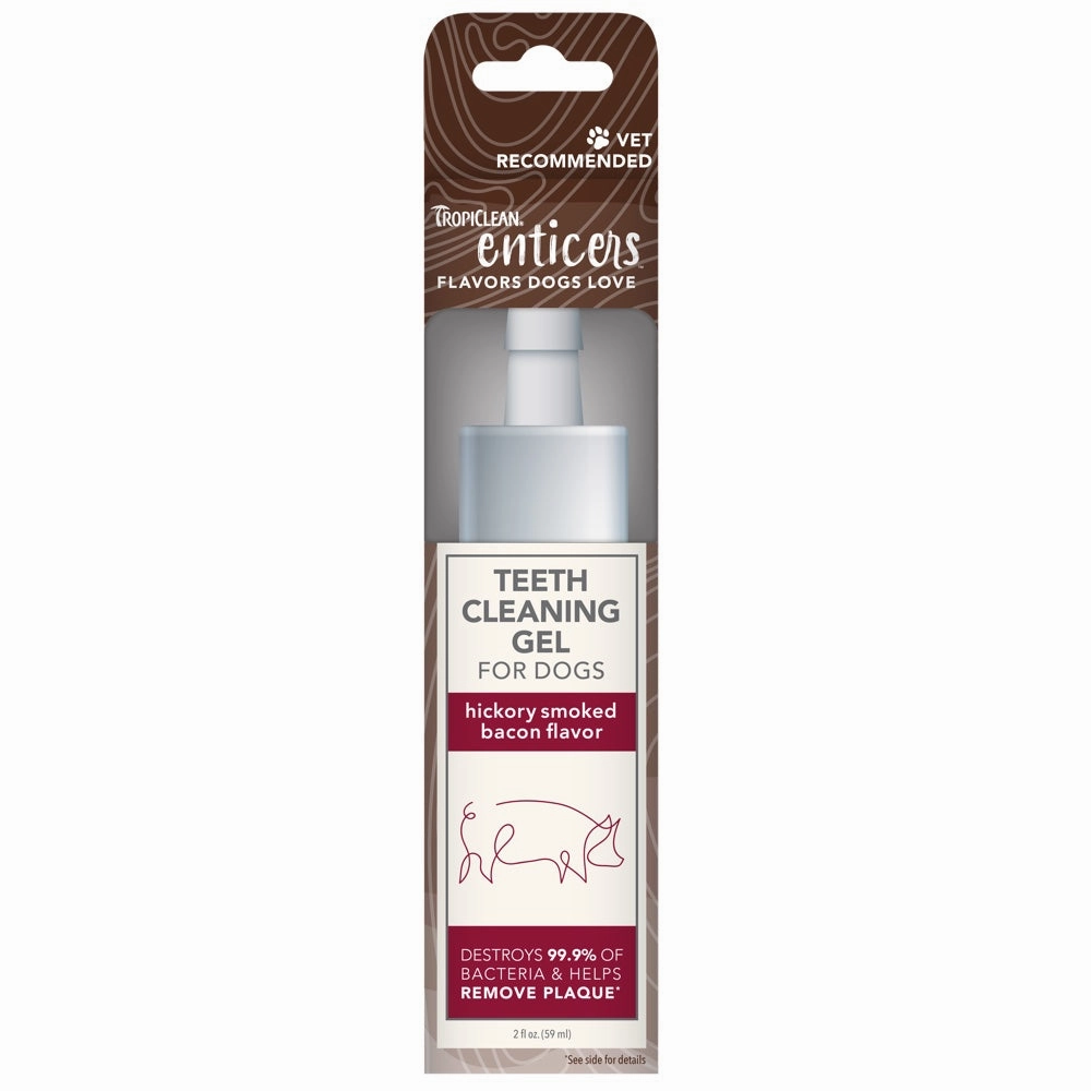 15% OFF: Tropiclean Enticers Hickory Smoked Bacon Flavor Teeth Cleaning Gel For Dogs 2oz dog dental kit,pet toothbrush,dog oral care