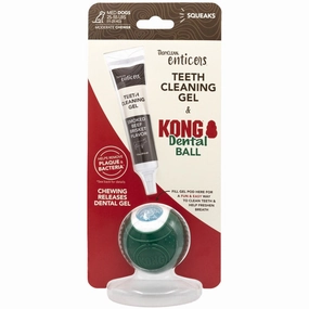15% OFF:TropiClean Enticers Teeth Cleaning Gel & Kong Dental Ball Dog Toy (Medium) dog dental kit,pet toothbrush,dog oral care