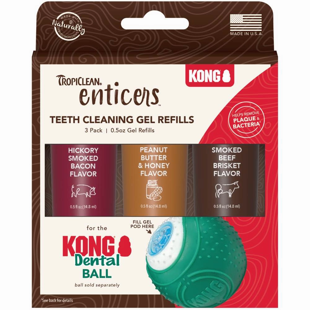 15% OFF: TropiClean Enticers Teeth Cleaning Gel Refills 3pc dog dental kit,pet toothbrush,dog oral care