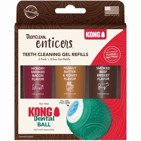 15% OFF: TropiClean Enticers Teeth Cleaning Gel Refills 3pc dog dental kit,pet toothbrush,dog oral care