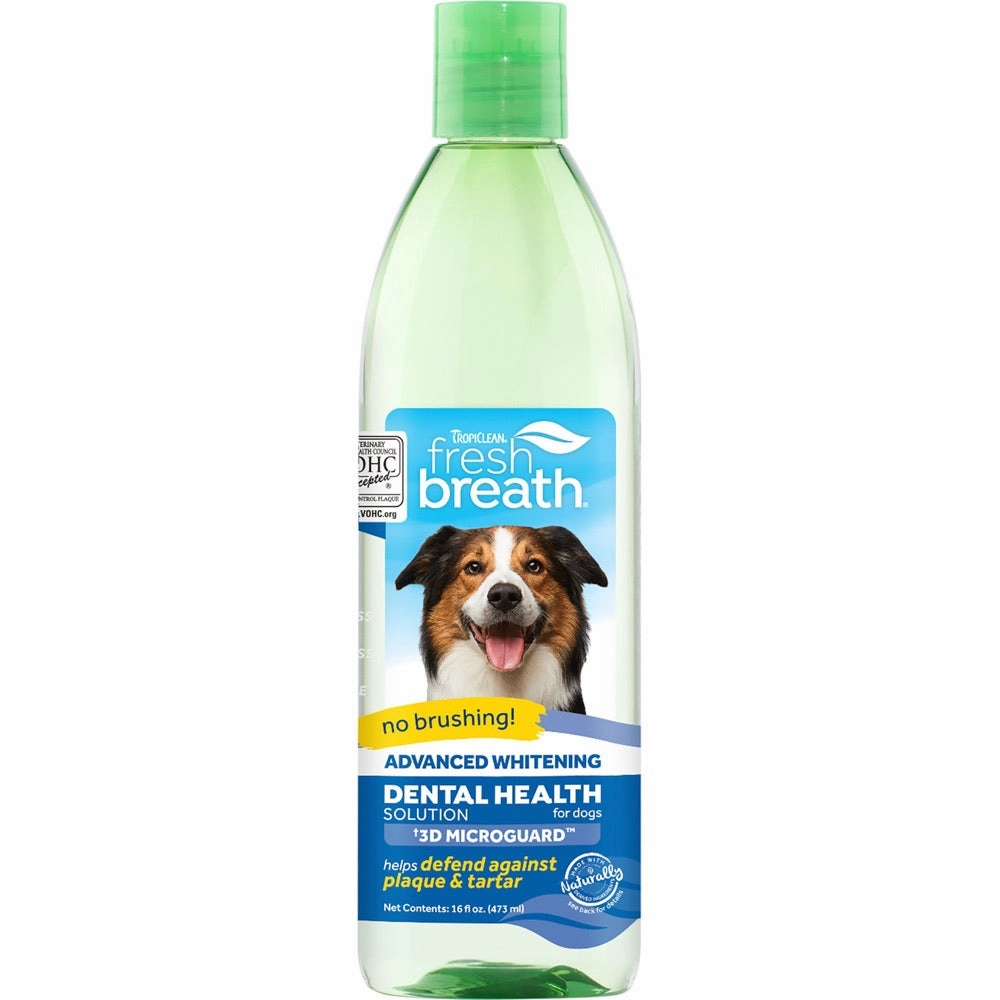 15% OFF: Tropiclean Fresh Breath Oral Care Water Additive Advanced Whitening 16oz dog dental kit,pet toothbrush,dog oral care