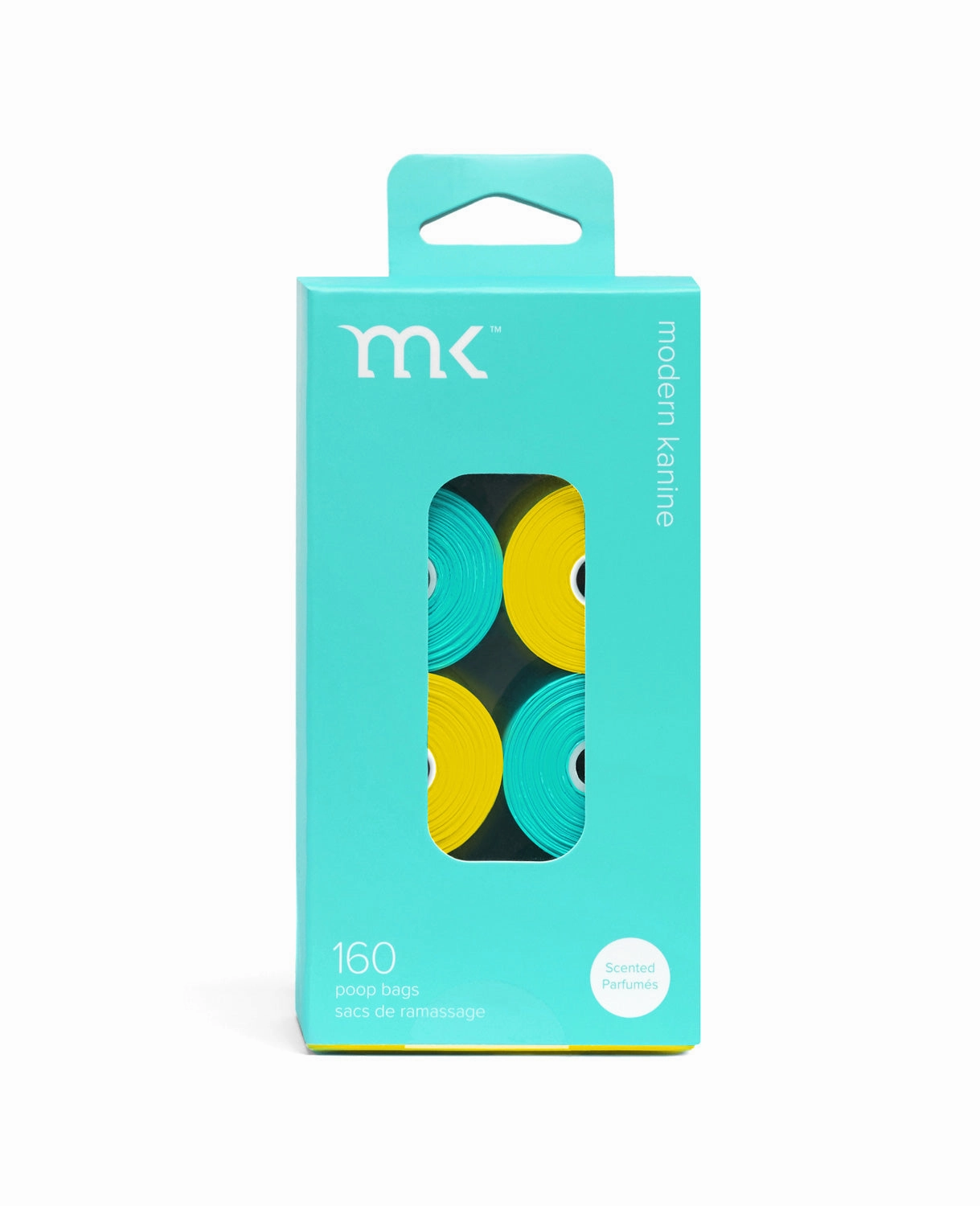 160-Count Modern Kanine Dog Waste Bags, 8 Refill Rolls in Turquoise & Yellow