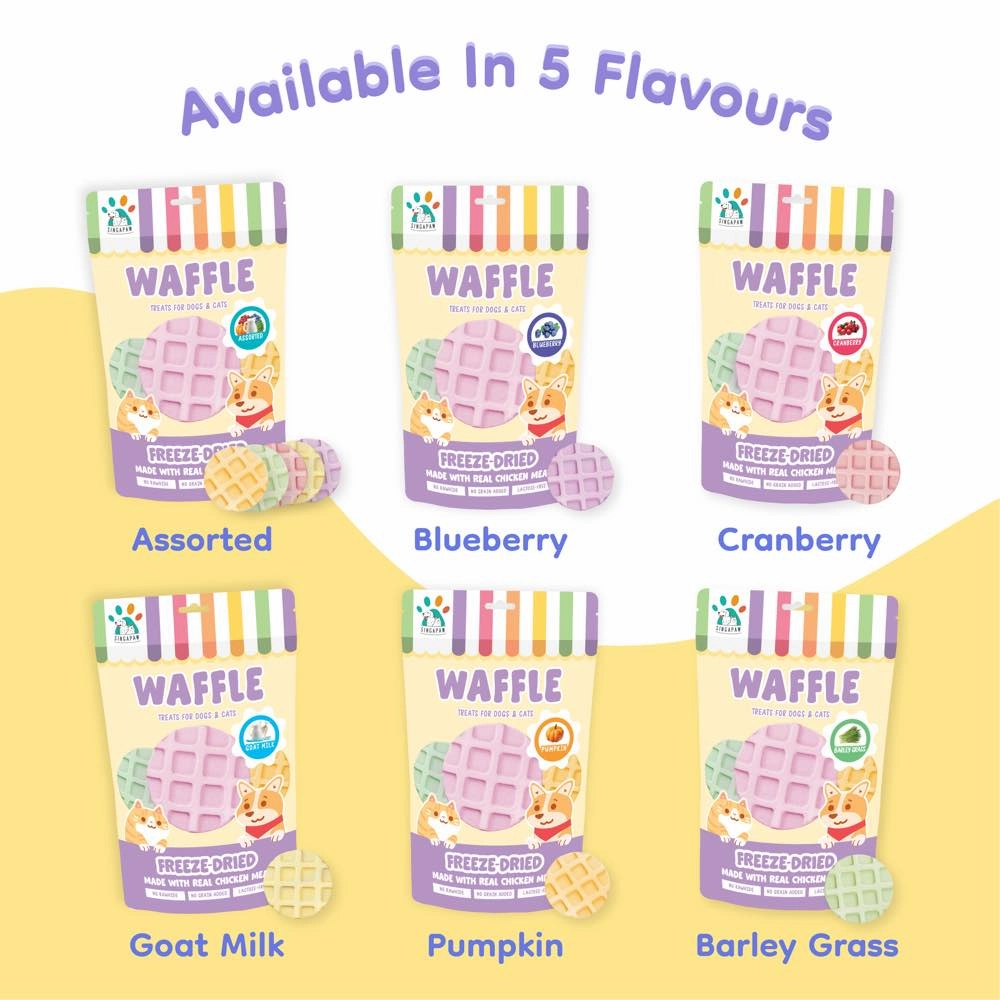 18% OFF: Singapaw Waffle Chicken & Goat Milk Grain-Free Freeze-Dried Treats For Cats & Dogs 120g