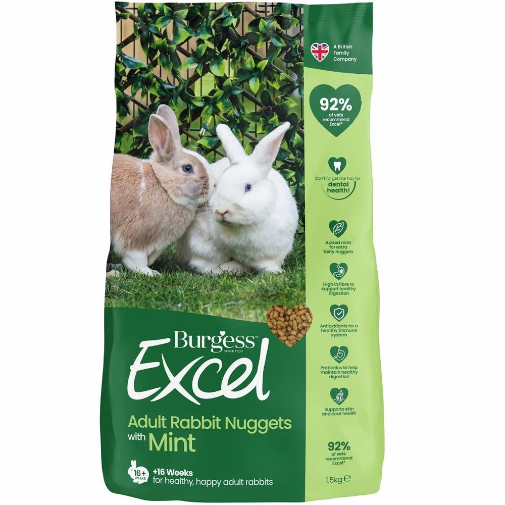 20% OFF: Burgess Excel Nuggets With Mint For Adult Rabbits 1.5kg parrot cage,small bird perch,exotic pet bird