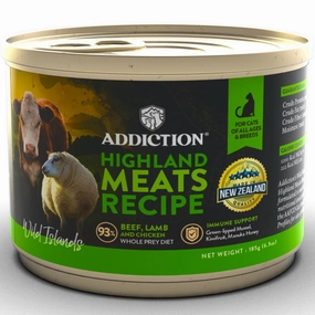 23% OFF (Exp 17Jul25): Addiction Wild Islands Highland Meats Beef, Lamb & Chicken Grain-Free Canned Cat Food 185g cat snacks catnip treats healthy cat food cat reward treats low calorie cat food