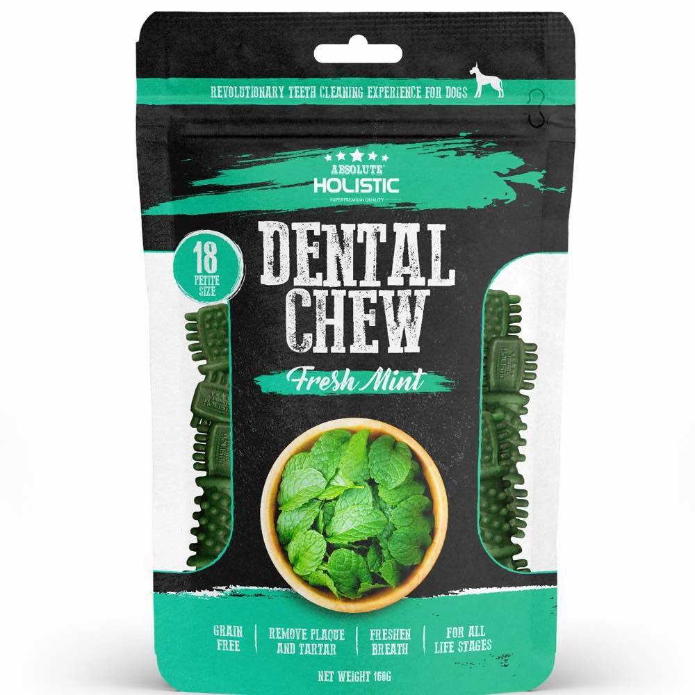 2 FOR $12.80: Absolute Holistic Dental Chew Mint Value Pack 160g dog dental snacks,dental bones for dogs,dog oral sticks