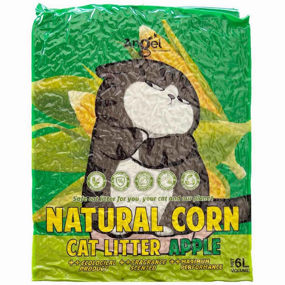 2 FOR $15: Angel Natural Corn Apple Cat Litter 6L clumping cat litter,natural cat litter,dust free cat litter