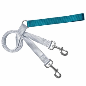 2 Hounds Design Double Connection Training Leash - 1" Wide Teal/Silver dog bow tie,pet bandana,dog scarf