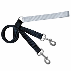 2 Hounds Design Double Connection Training Leash - 5/8" Wide Black/Silver dog bow tie,pet bandana,dog scarf