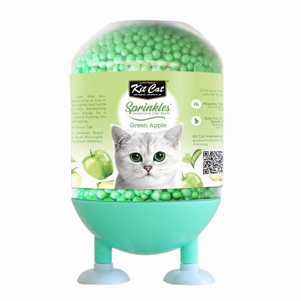 30% OFF: Kit Cat Sprinkles Deodorising Cat Litter Beads (Green Apple) 240g clumping cat litter,natural cat litter,dust free cat litter
