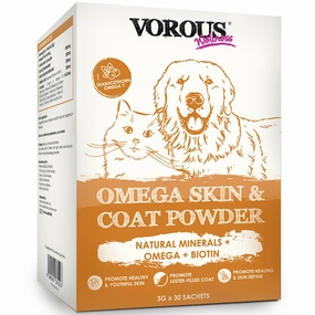 30% OFF: Vorous Omega Skin & Coat Powder Supplement For Cats & Dogs 90g small pet habitat,pet cage accessories,small animal home