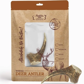33% OFF: Absolute Bites Whole Deer Antler Dental Dog Chew dog dental snacks,dental bones for dogs,dog oral sticks