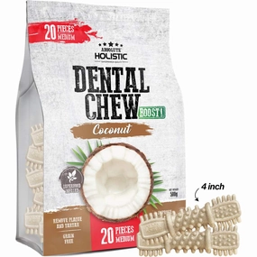 34% OFF: Absolute Holistic Boost Coconut Medium Grain-Free Dental Dog Chews 20pc dog dental snacks,dental bones for dogs,dog oral sticks
