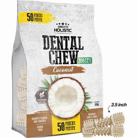 34% OFF: Absolute Holistic Boost Coconut Petite Grain-Free Dental Dog Chews 50pc dog dental snacks,dental bones for dogs,dog oral sticks