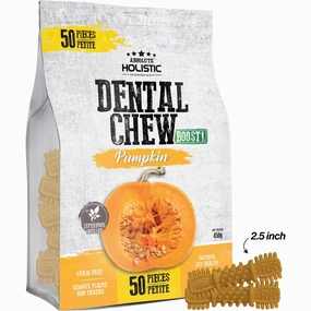 34% OFF: Absolute Holistic Boost Pumpkin Petite Grain-Free Dental Dog Chews 50pc dog dental snacks,dental bones for dogs,dog oral sticks
