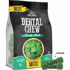 34% OFF: Absolute Holistic Fresh Mint Petite Grain-Free Dental Dog Chews 50pc dog dental snacks,dental bones for dogs,dog oral sticks