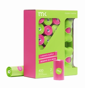 400-Count Modern Kanine Dog Waste Bags, with 20 refill rolls and 2 Dispensers in Green & Green Pink dog business cards,pet business supplies,doggie storefront