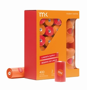 400-Count Modern Kanine Dog Waste Bags, with 20 refill rolls and 2 Dispensers in Orange Coral dog business cards,pet business supplies,doggie storefront