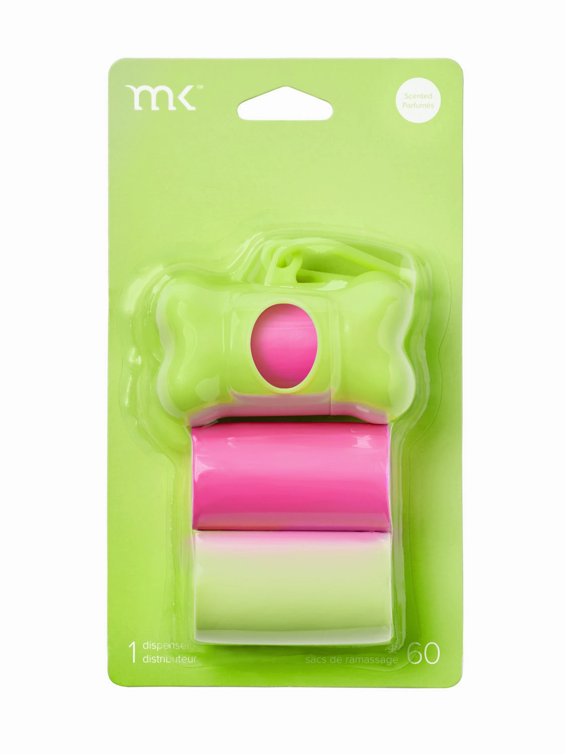 60-Count Modern Kanine Dog Waste Bags, Dispenser with 3 Refill Rolls in Green Pink dog business cards,pet business supplies,doggie storefront