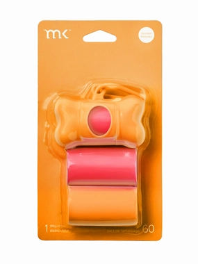 60-Count Modern Kanine Dog Waste Bags, Dispenser with 3 Refill Rolls in Orange Coral dog business cards,pet business supplies,doggie storefront