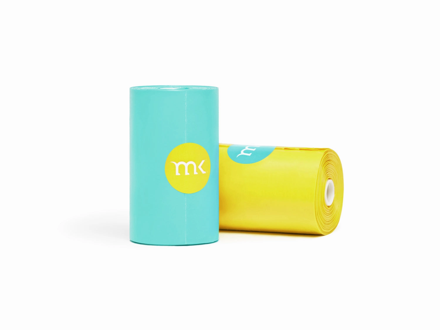 60-Count Modern Kanine Dog Waste Bags, Dispenser with 3 Refill Rolls in Turquoise & Yellow