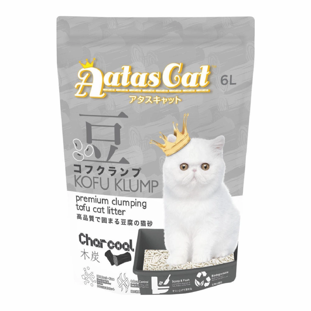6 FOR $45: Aatas Cat Kofu Klump Tofu Cat Litter (Charcoal) 6L clumping cat litter,natural cat litter,dust free cat litter