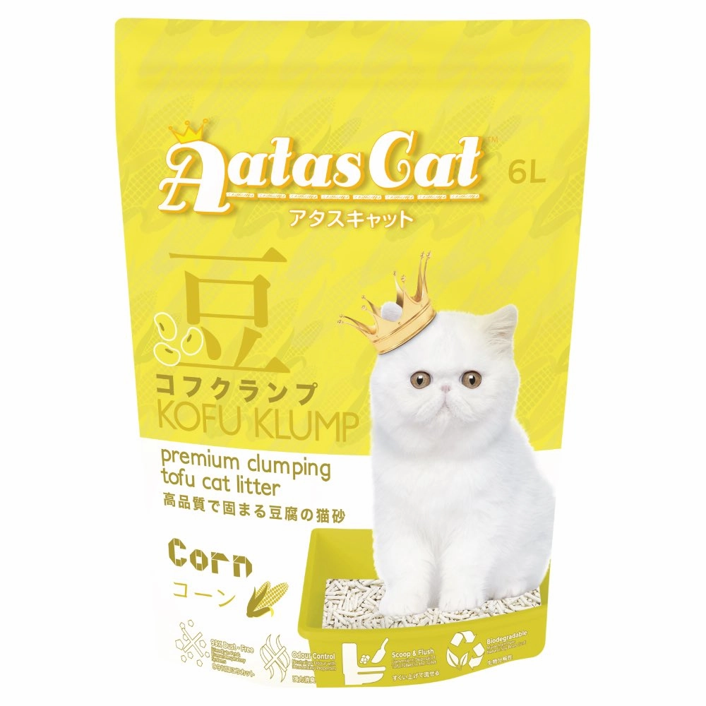 6 FOR $45: Aatas Cat Kofu Klump Tofu Cat Litter (Corn) 6L clumping cat litter,natural cat litter,dust free cat litter