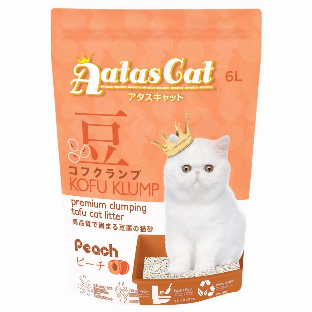 6 FOR $45: Aatas Cat Kofu Klump Tofu Cat Litter (Peach) 6L clumping cat litter,natural cat litter,dust free cat litter