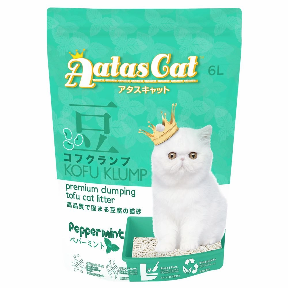 6 FOR $45: Aatas Cat Kofu Klump Tofu Cat Litter (Peppermint) 6L clumping cat litter,natural cat litter,dust free cat litter