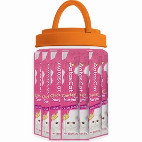 $10 OFF: Aatas Cat Creme Puree Chicken With Surimi Grain-Free Liquid Cat Treats 50pc cat snacks catnip treats healthy cat food cat reward treats low calorie cat food