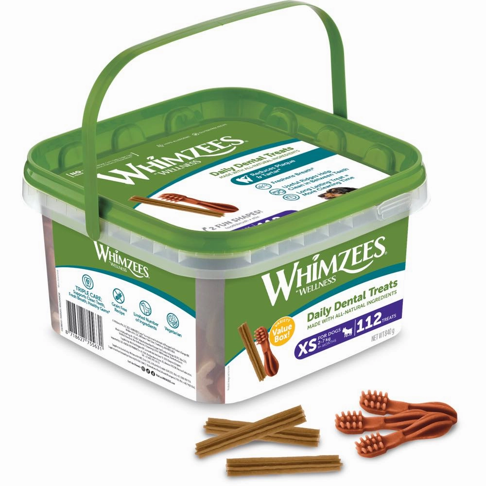 $12 OFF: Whimzees Variety Value Box Extra Small Grain-Free Dental Dog Treats 112pc dog dental snacks,dental bones for dogs,dog oral sticks